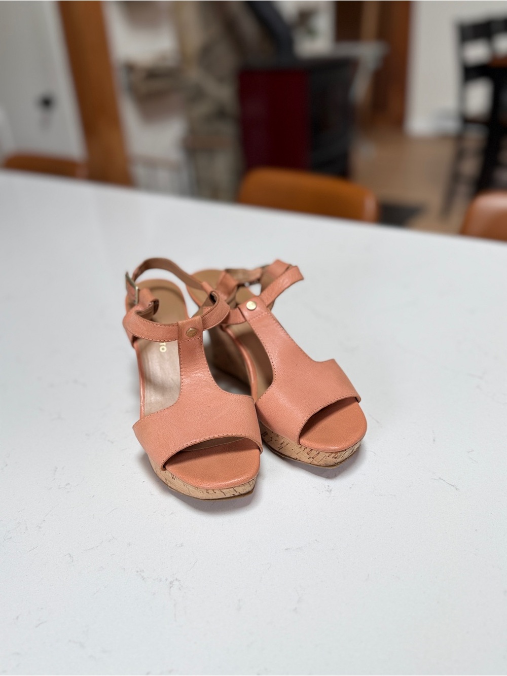 Franco Sarto Coral T-Strap Cork Wedge Sandals